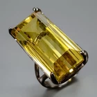 Vintage 40 ct Natural Lemon Quartz Ring 925 Sterling Silver Size 7.5 /R457772