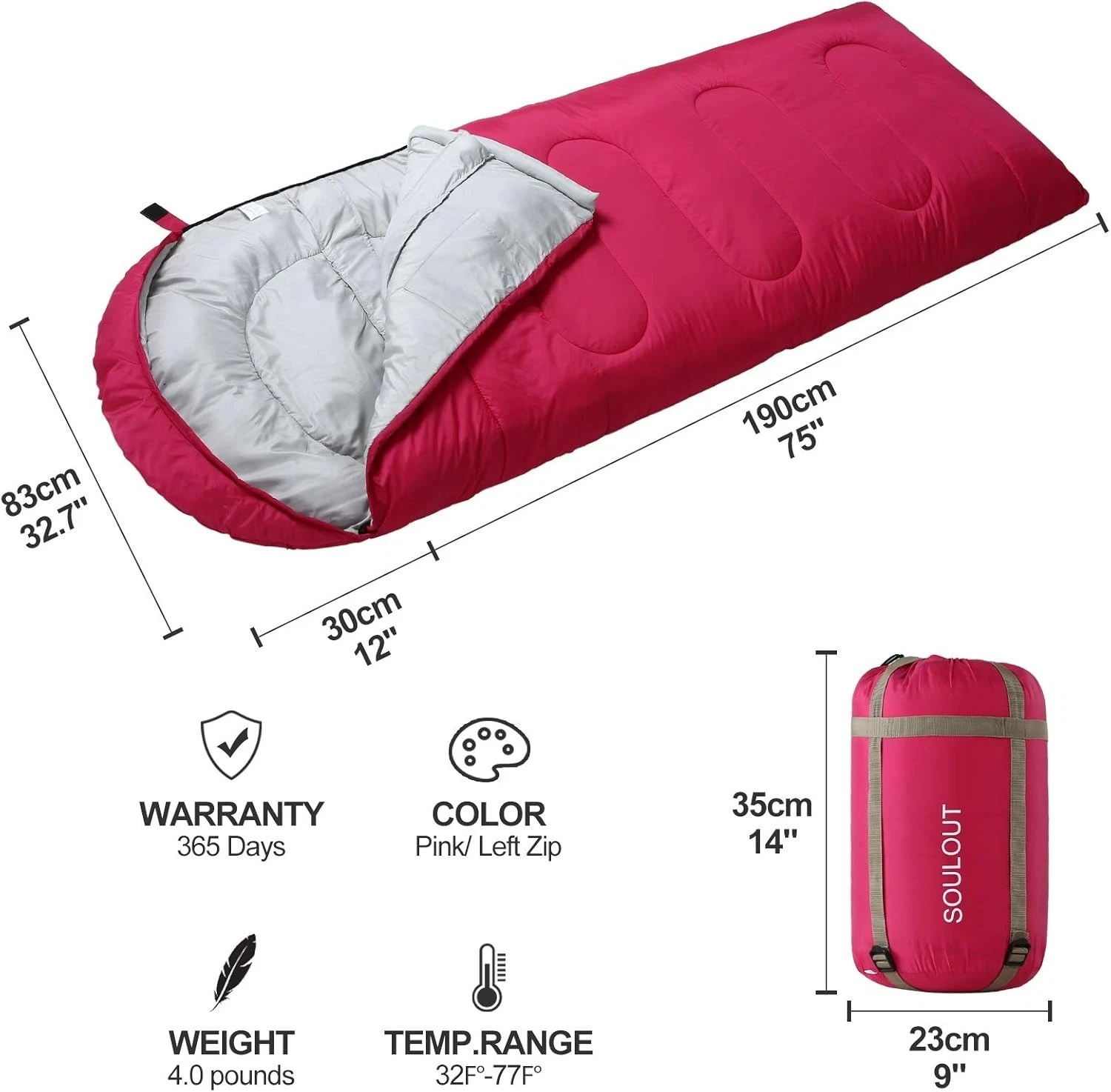 3-4 Season Sleeping Bag for Adults & Kids, Lightweight Warm Cold Weather Camping
Opens in a new wind