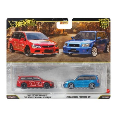 HOT WHEELS 05 MITSUBISHI LANCER EVOLUTION IX WAGON + 04 SUBARU FORESTER STI 1:64