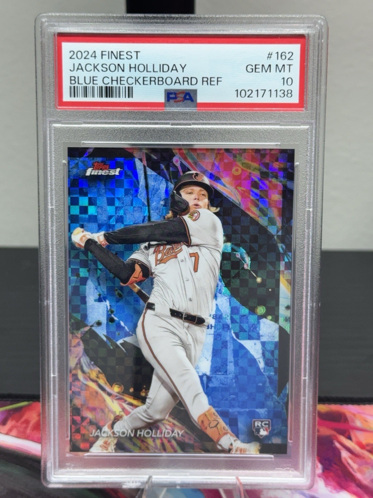 2024 Topps Finest Uncommon Jackson Holliday #162 Blue Checkerboard /75 RC