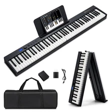 Sonart Folding 88-Key Electric Piano Keyboard Semi Weighted Full Size MIDI Black