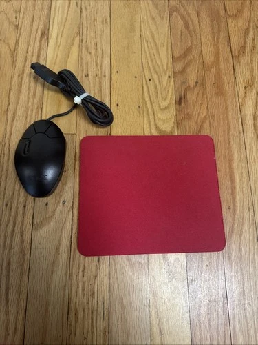 Vtg Black Sega Genesis Mega Mouse Controller MK-1645 & Red Mousepad WORKS