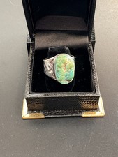Vintage Big Chunky Turquoise Sterling Native American Ring 9.5 CM