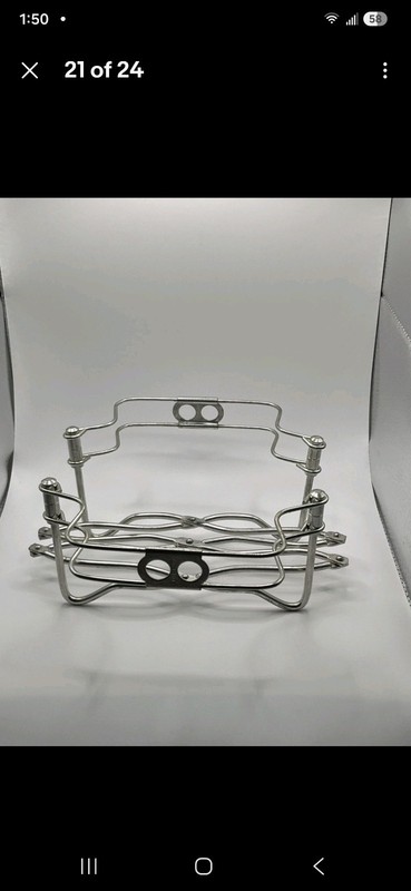 VINTAGE Chrome Silver Expandable Metal Trivet Casserole/Dish Holder ITALY SEE