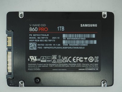 Samsung 860 PRO 1TB 2.5'' SATA V-NAND SSD Tested, Wiped - MZ-76P1T0