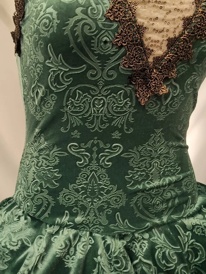 Dark Forest Green Velvet Ballet Dance Costume Short Tutu Medium Adult MA - Image 3 of 4