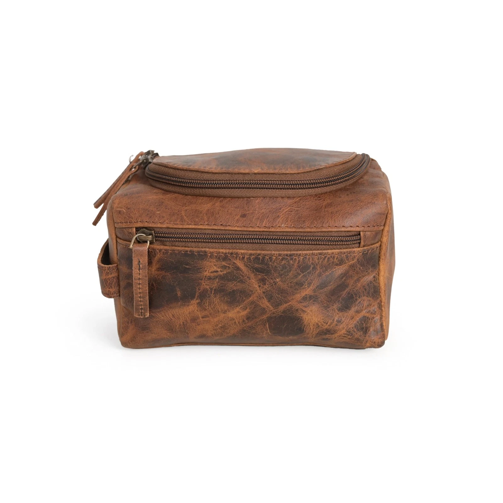 Real Grain Leather Toiletry Bag for Men Dopp kit with Waterproof Lining, Toil...