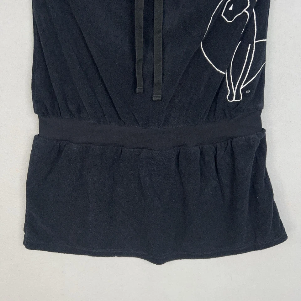 Baby Phat Dress Womens Large Black Strapless Tube Terry Cover Up Cat Logo Kimora - Image 3 of 4