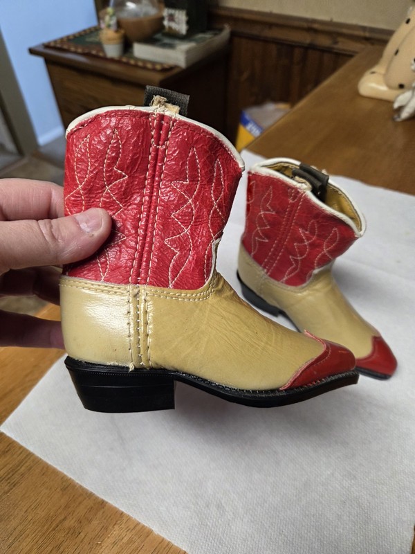 Vintage ACME Toddler Little Kids Or Salesman Sample? Red Tan  Cowboy Boots
