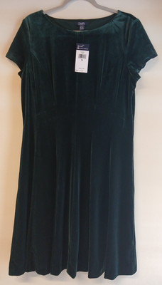 CHAPS Classic Green Velvet Dress New