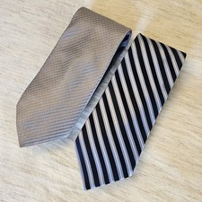 Lot 2 Elegant Silk Men's Ties: Michael Kors  Pronto Uomo, Navy striped