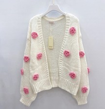 3D Rosen Cardigan Strickjacke Damen Einheitsgröße Frühlingshaft Trendy Viral Neu
