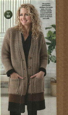 EVERYDAY CARDI SWEATER 8 SIZES WOMEN'S CROCHET PATTERN INSTRUCTIONS