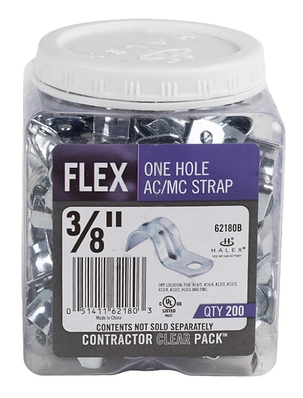 Halex, 3/8 in. Flexible Metal Conduit (FMC) 1-Hole Straps , 62180B, 200 per pack