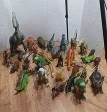 Huge Lot of Toy Dinosaur Figures - Some Vintage and Some Modern Pieces Box Full