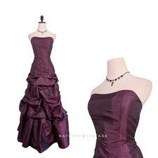 Y2K Mori Lee Prom Dress Maxi Gown 6 Purple Princess Pleated Sash Goth Bow Glam