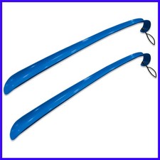 2 Pack Long Blue Plastic Shoehorn Lightweight Shoe Helper Curved Handle Hangi...