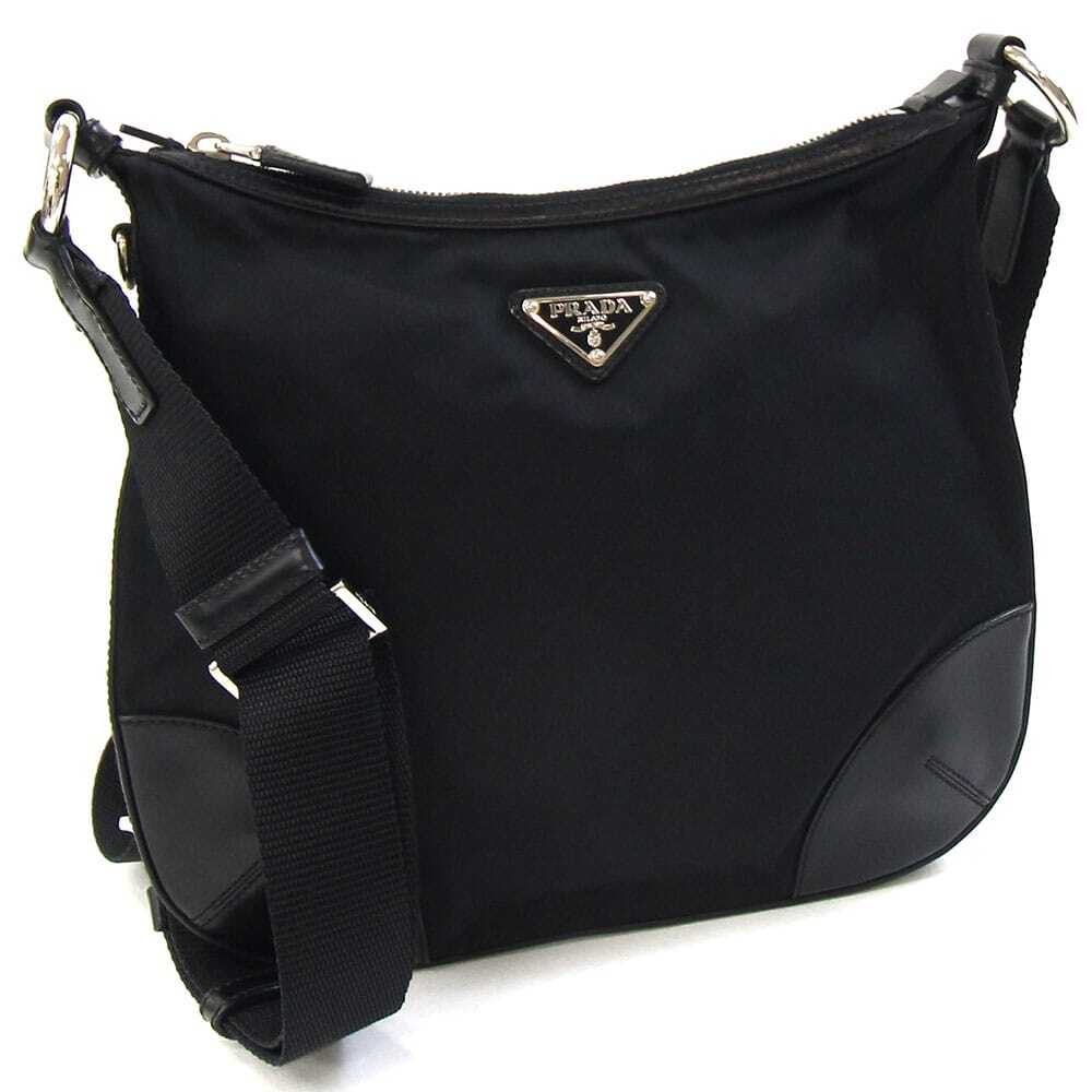 Prada Black Nylon Leather Crossbody Shoulder Bag BT0541 with Logo Preowned