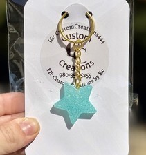Blue Glitter Star Keychain; Available in All Colors
