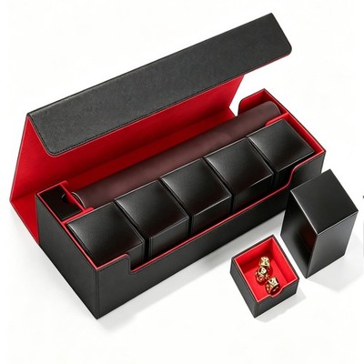 Premium Trading Card Storage Case with 5 Individual Deck Cases, Large Command...