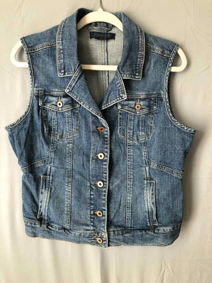 Chaleco Denim De Colección Jeanstar Clásico Azul Índigo Y2K Ecléctico Bohemio Talla L Foto 2 de 4