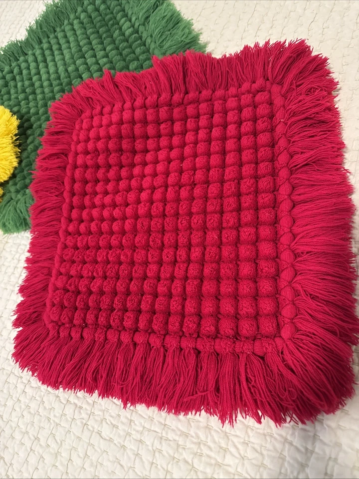 3 Eclectic Reggae Textured Fringed Pillow Covers Ethnic Jamaica Rasta Boho Rare - Image 2 of 4