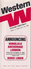 1980 Western Airlines system timetable - Delta Airlines