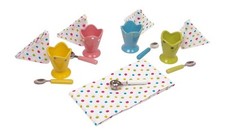 Geschirr-Set Eisbecher 14-tlg. Kinder Keramik + Servietten Löffel NEU