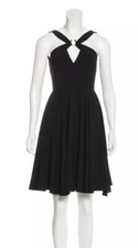 New Halston Heritage Pleated Fit&Flare Black Dress $475 Size 6