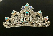 AB Crystal Scroll Hair Comb Tiara - Prom Bridal Formal Hair Clip Headpiece