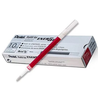 10 x Pentel LR10 EnerGel Gel Stift Roller Mine 1,0 mm Metallspitze rote Tinte