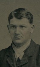 YOUNG MAN, SHY SMILE. TINTED TINTYPE. 