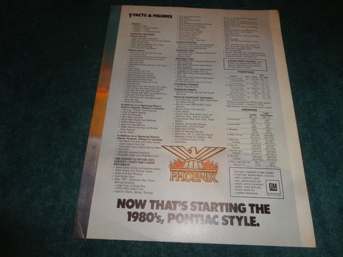 1980 PONTIAC PHOENIX SALES BROCHURE / ORIGINAL DEALERSHIP FOLDER - 第 4/4 張圖片