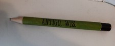 Vtg Large GREEN  Pencil Hollow Cardboard Souvenir  ANTIGO, Wis. 2 Piece 12 Inch