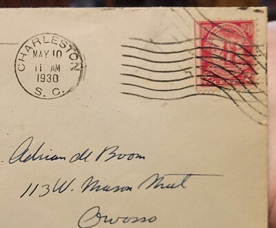 Michigan Postmarks OWOSSO MICHIGAN 1930 Cover High School Science sc #683 Charleston SC ...