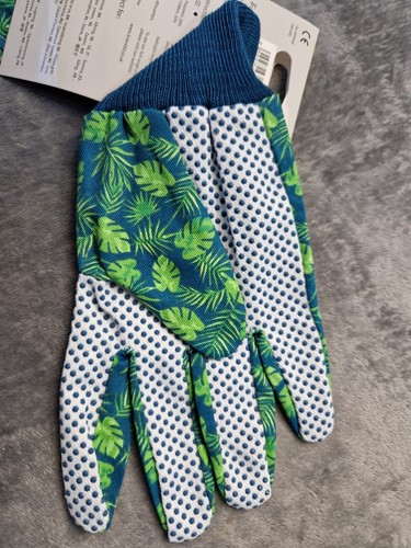 April Raven for Briers Bespoke Ladies Cotton Grip Garden Gloves Leaf Print M New - Picture 4 of 7