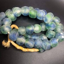 3252 beautiful Large recycled glass beads BLUE AQUA 11-12mm