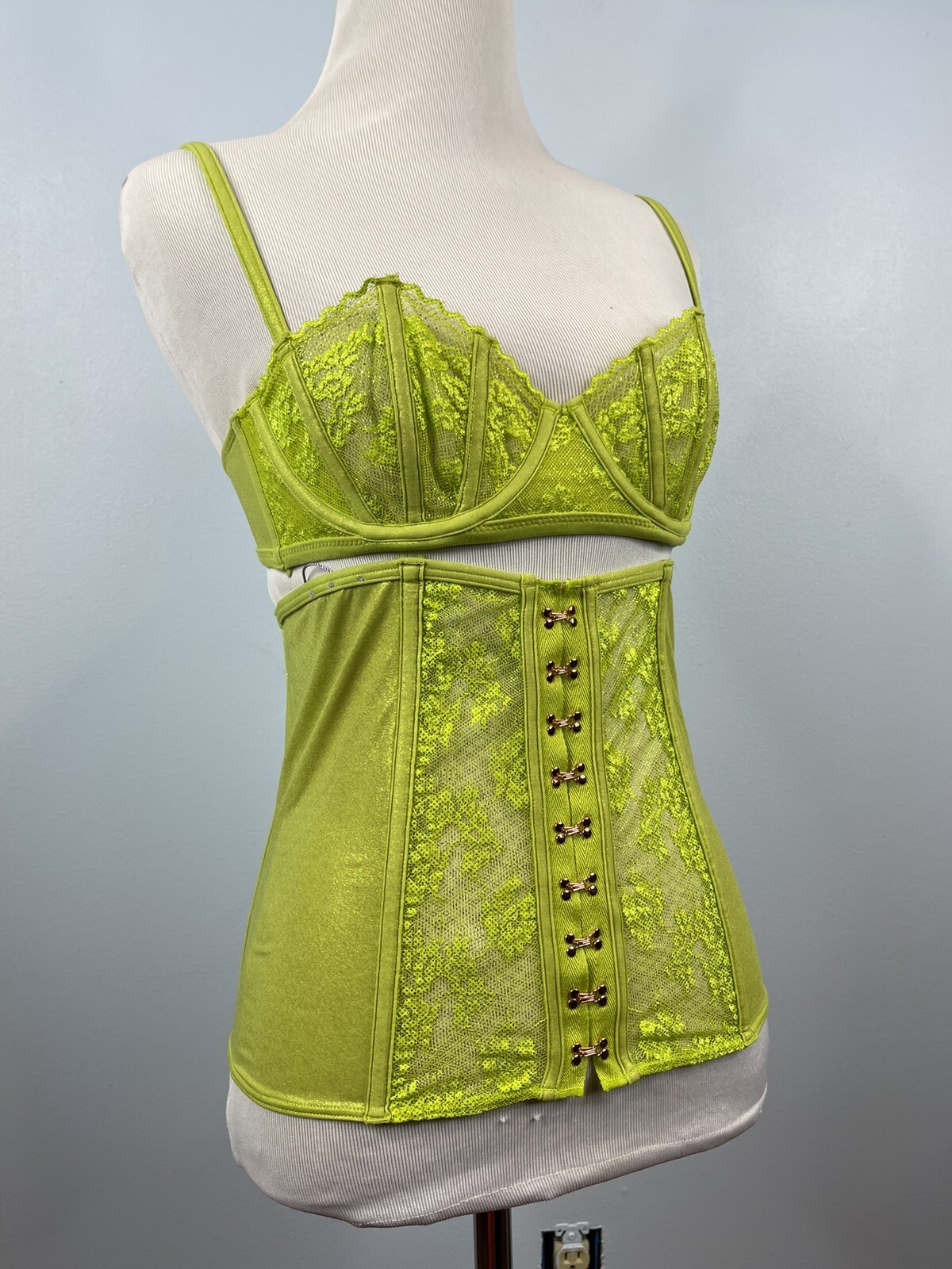 Savage x Fenty Corset Lime Green Lace Underbust Linge… Gem