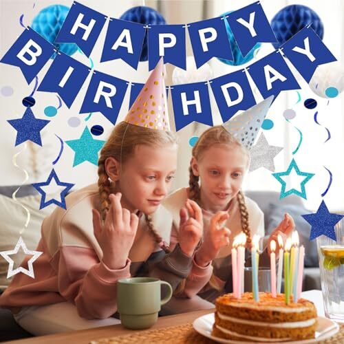Happy Birthday Decorations,Happy Birthday banner,Themed Happy Birthday Blue - Picture 4 of 8