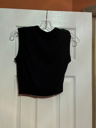 H & M DIVIDED Size S Green & Blue Striped Sleeveless Sweater Vest EUC - Picture 2 of 2