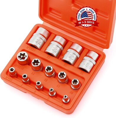 Juego de llaves de vaso E-Torx 14 piezas con estuche herramientas enchufes tool