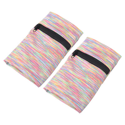 2Pcs Wrist Pouch Wrist Wallet Sports Wristband Wallet with Zipper Colorful