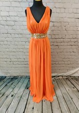 G481 DAVE  jOHNNY 8105 ORANGE SZ 0 199  BEADED FORMAL PARTY GOWN DRESS