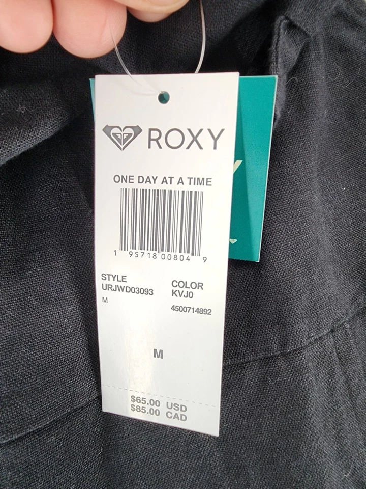 Mono Roxy para mujer mediano un día a la vez mezcla de lino negro Foto 4 de 4