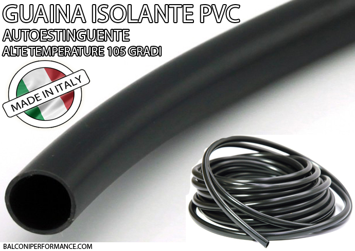 GUAINA ISOLANTE PVC FLESSIBILE ALTE TEMPERATURE 105°C per motori elettrici 8mm
