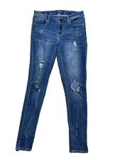Vigoss Jeans Womens Marley Super Skinny 28x29 (28) Blue Stretch Distressed Denim
