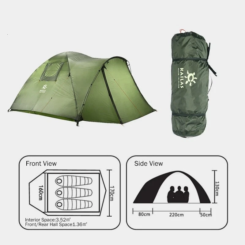 3 Person Tent 3 Man Dome Backpacking Camping Portable Waterproof Light 4 Season