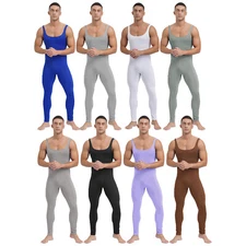 Mens Rompers Solid Color Catsuits Loungewear Jumpsuit Bodybuilding Bodysuit