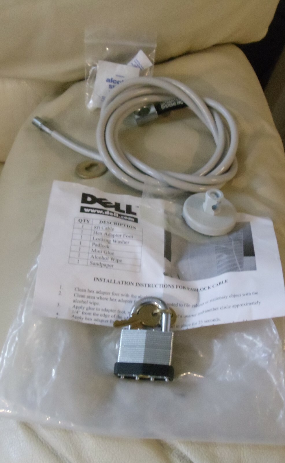 Cable & padlock DATAMATION DELL COMPUTER SECURITY SYSTEM