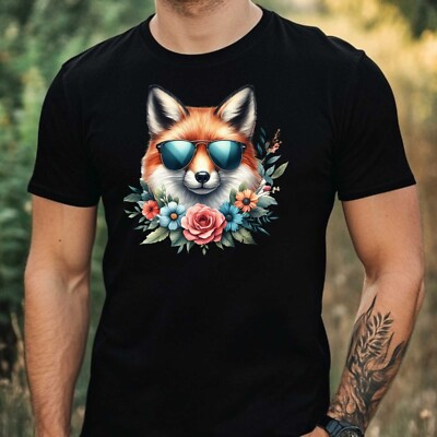 Mens Animal Sunglasses Print Cotton T-Shirt Size XS to 5XL